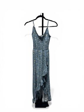 J is for Justify Blue Floral Boho Dress Sz S Prairie Festival Western Rodeo Vibe